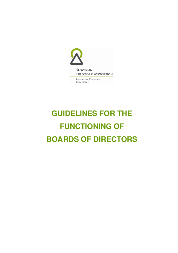 Guidelines for the Functioning of Boards of Directors