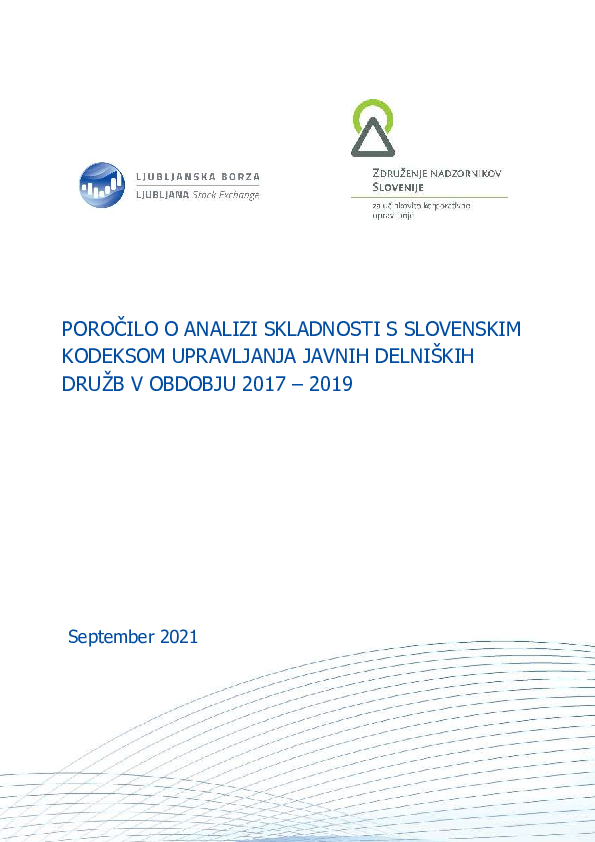 Poročilo o analizi skladnosti s Slovenskim kodeksom upravljanja javnih delniških družb za javne družbe za obdobje 2017‒2019