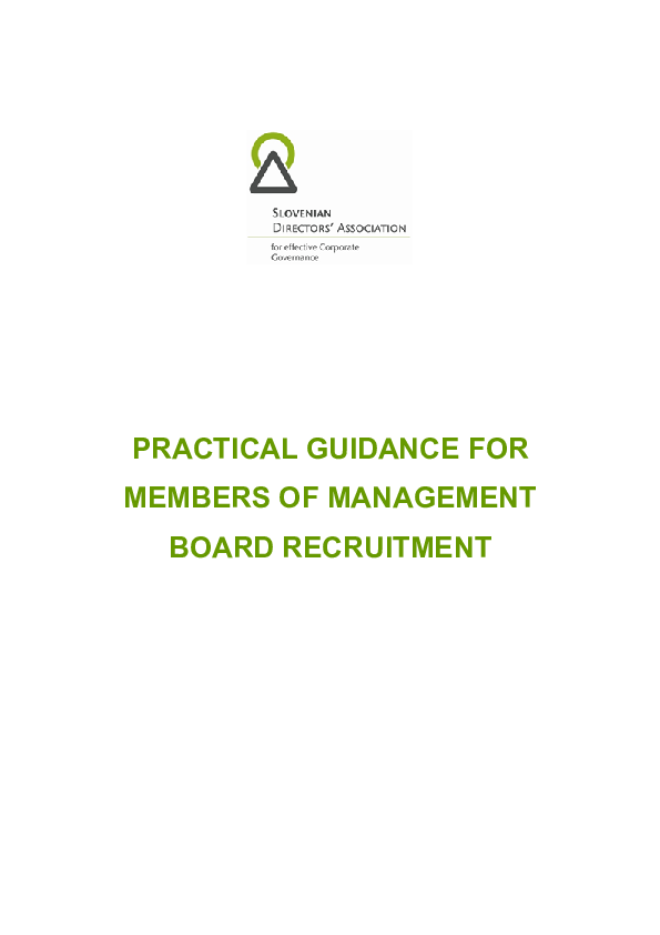 Practical Guidance for Members of Management Board’s Recruitment