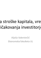Vpliv ESG na stroške kapitala, vrednotenje in pričakovanja investitorjev