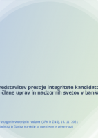 Predstavitev presoje integritete kandidatov za člane uprav in nadzornih svetov v bankah