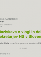 Raziskava o vlogi in delu sekretarjev NS v Sloveniji