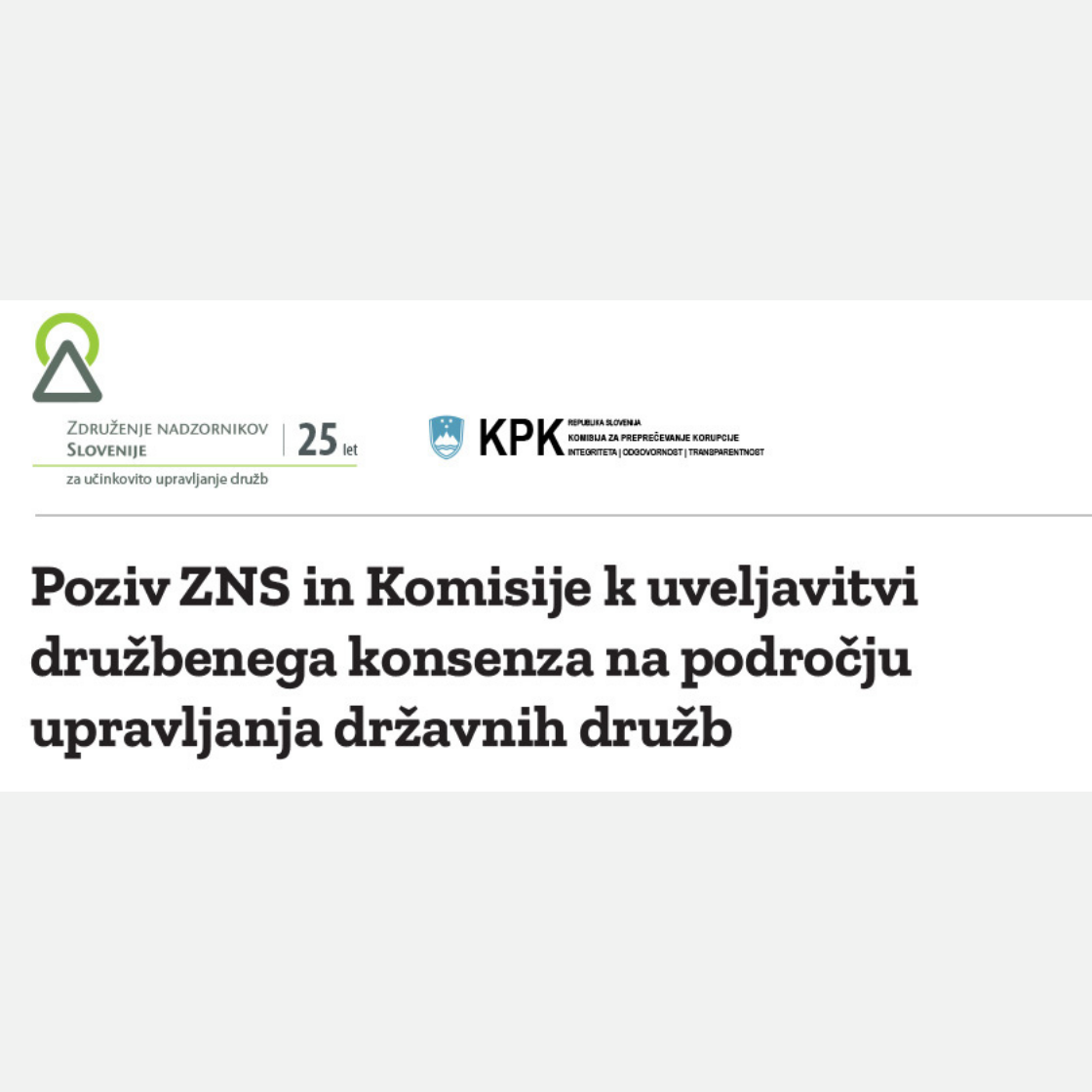 Poziv ZNS in Komisije k nujni ločitvi politike od upravljanja državnih družb