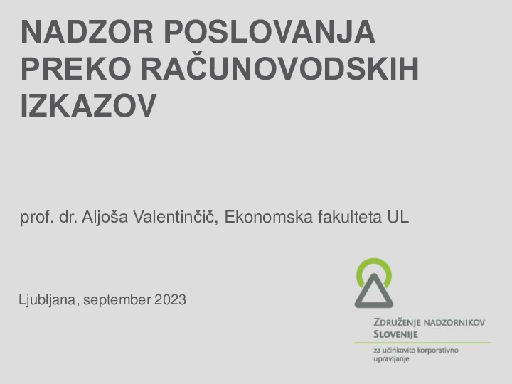 Nadzor poslovanja preko računovodskih izkazov ("Izobraževanje za nadzornike")