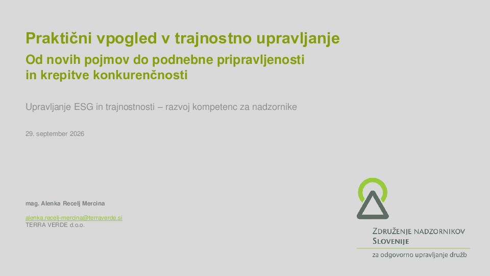 Praktični vpogled v trajnostno upravljanje