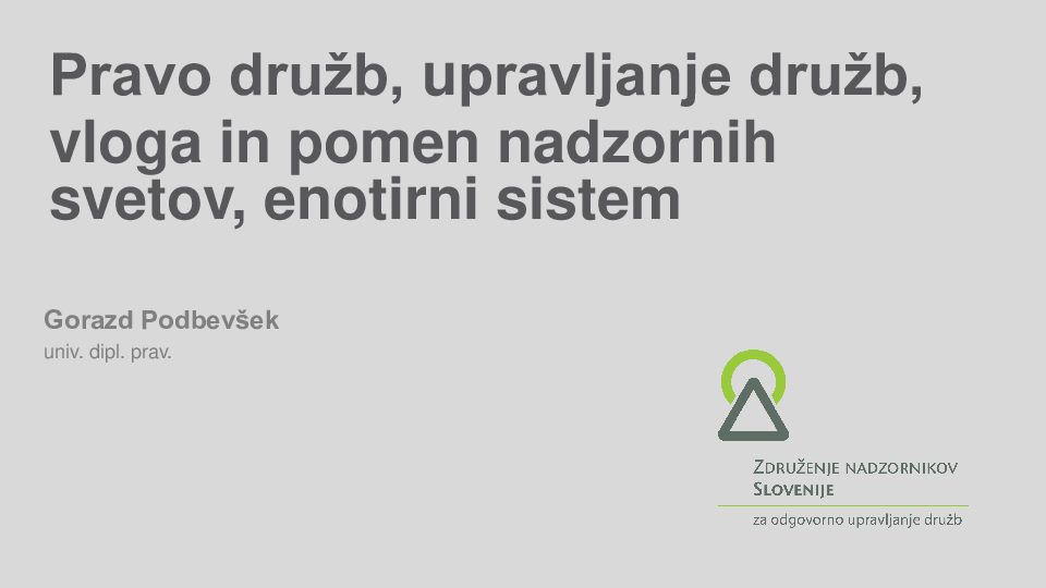 Pravo družb  ("Izobraževanje za nadzornike")