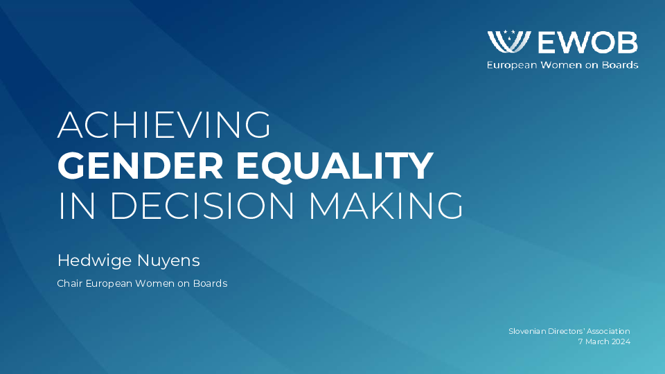 European perspective on improving gender equality on boards