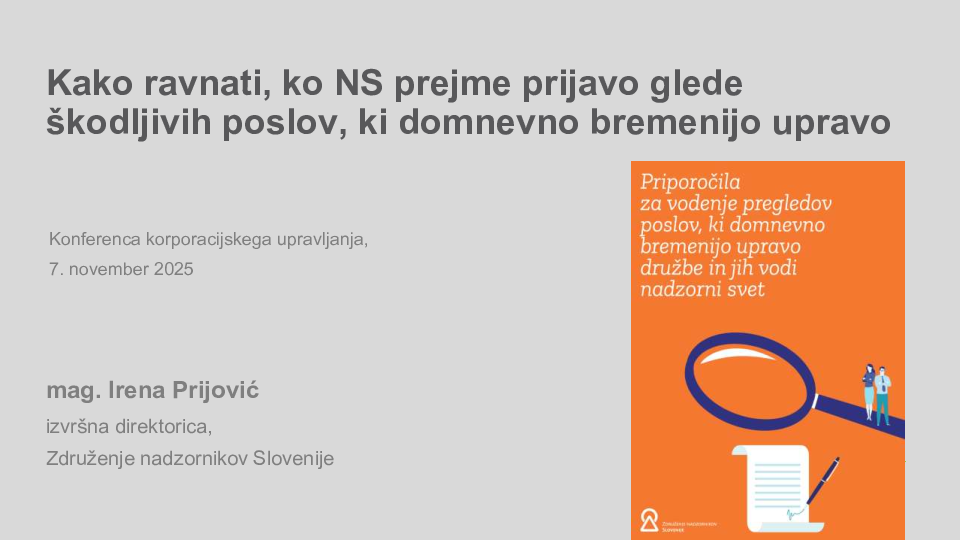 Kako ravnati, ko NS prejme prijavo glede škodljivih poslov, ki domnevno bremenijo upravo