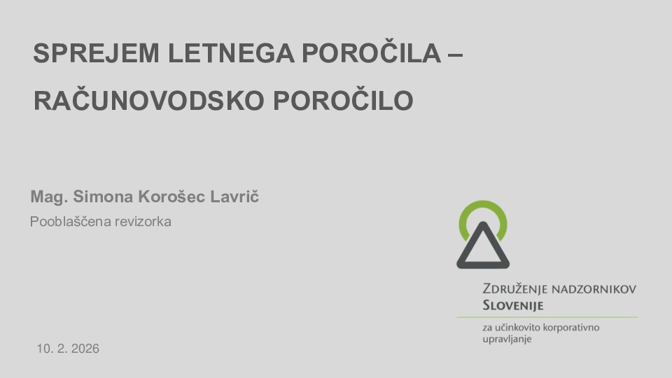 Sprejem letnega poročila - Računovodsko poročilo