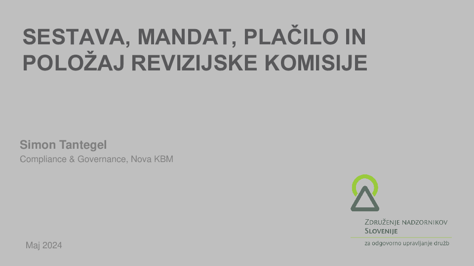 Sestava, mandat, plačilo RK