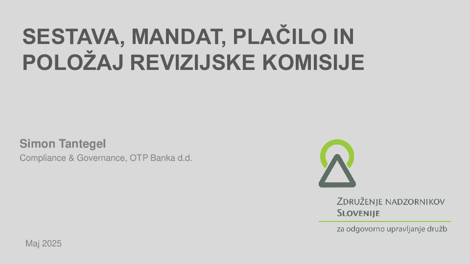 Sestava, mandat, plačilo RK