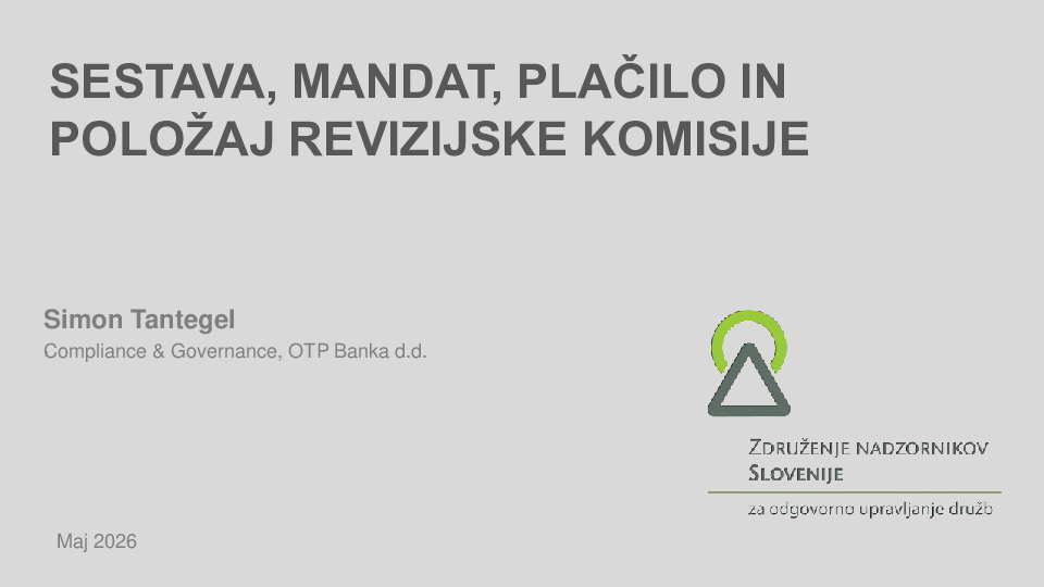 Sestava, mandat, plačilo RK
