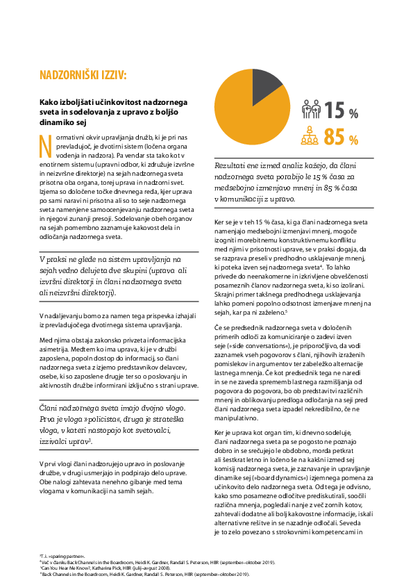 Strokovna razprava ZNS: O pomenu dinamike na sejah nadzornih svetov