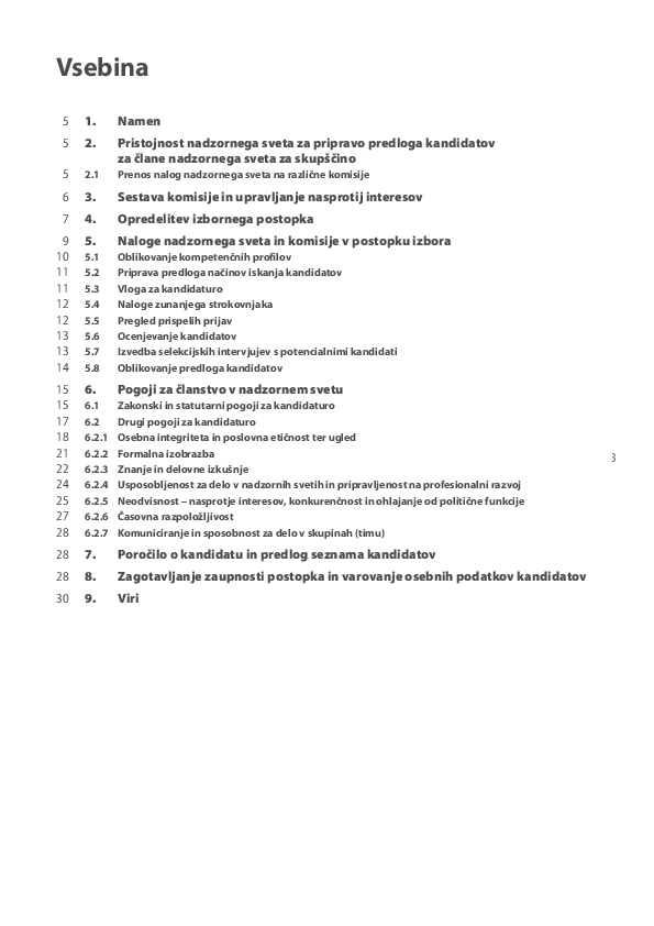 Priporočila za delo nadzornih svetov, kadrovskih in nominacijskih komisij za pripravo predloga kandidatov za člane nadzornih svetov