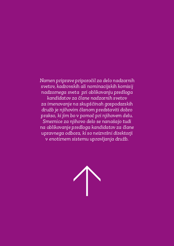 Priporočila za delo nadzornih svetov, kadrovskih in nominacijskih komisij za pripravo predloga kandidatov za člane nadzornih svetov