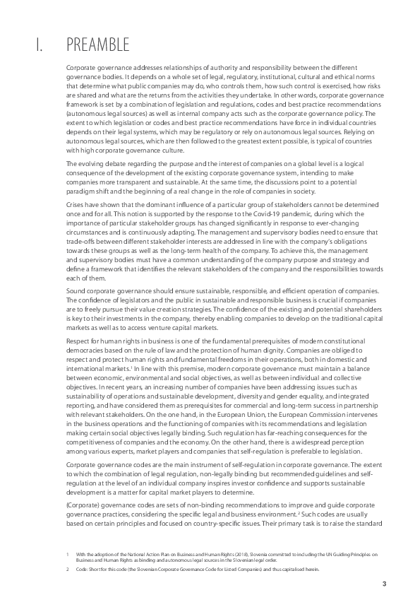 Slovenian Corporate Governance Code for Listed Companies