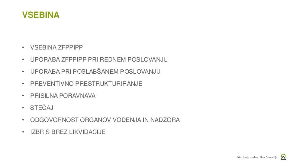 Vloga nadzornega sveta v insolvenčnih postopkih  ("Izobraževanje za nadzornike")