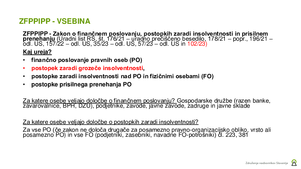 Vloga nadzornega sveta v insolvenčnih postopkih  ("Izobraževanje za nadzornike")