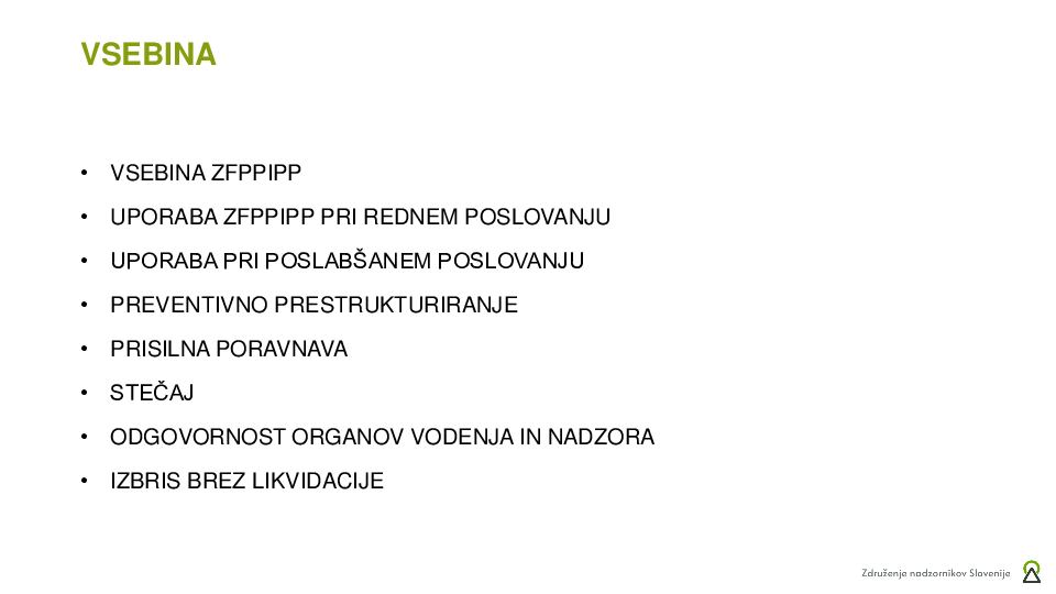 Vloga nadzornega sveta v insolvenčnih postopkih  ("Izobraževanje za nadzornike")