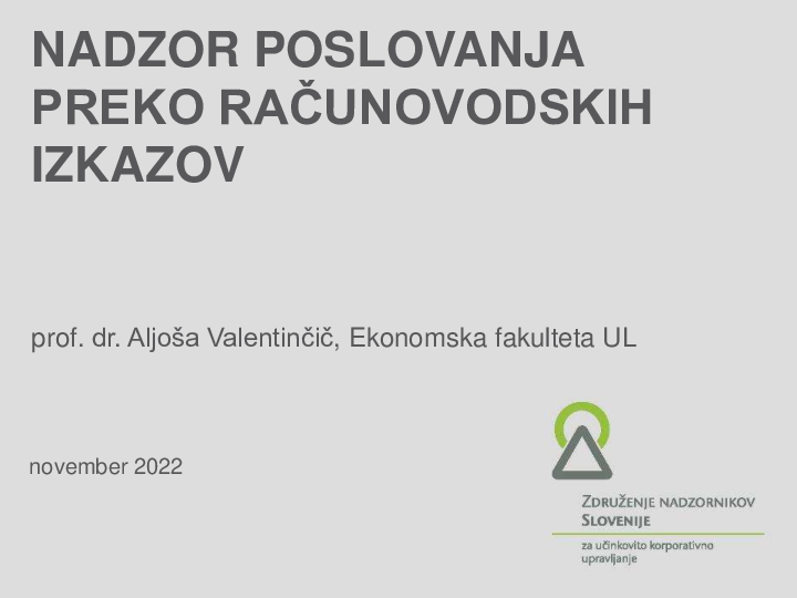 Nadzor poslovanja preko računovodskih izkazov ("Izobraževanje za nadzornike")
