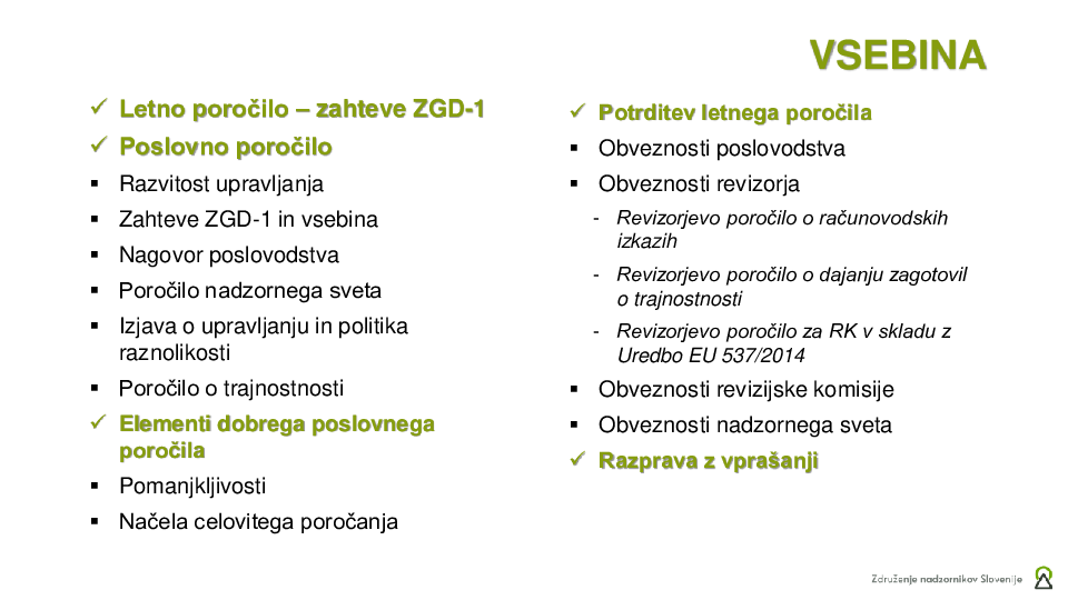 Poslovno poročilo in potrditev letnega poročila