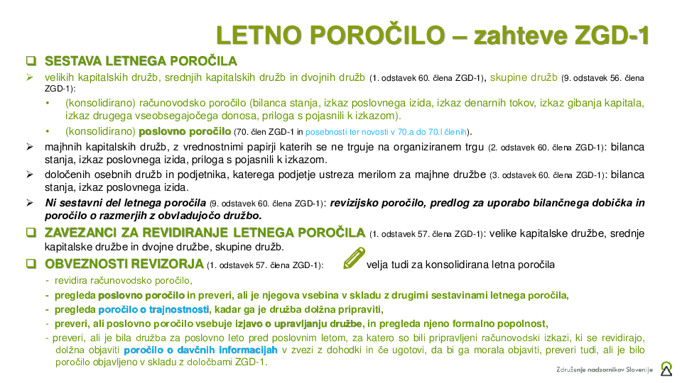 Poslovno poročilo in potrditev letnega poročila