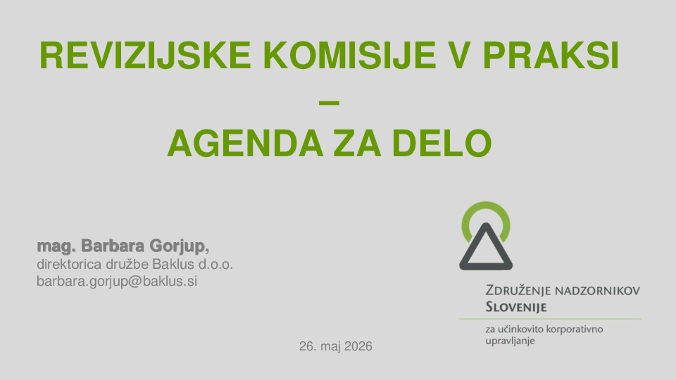 Naloge, pristojnosti in agenda za delo RK