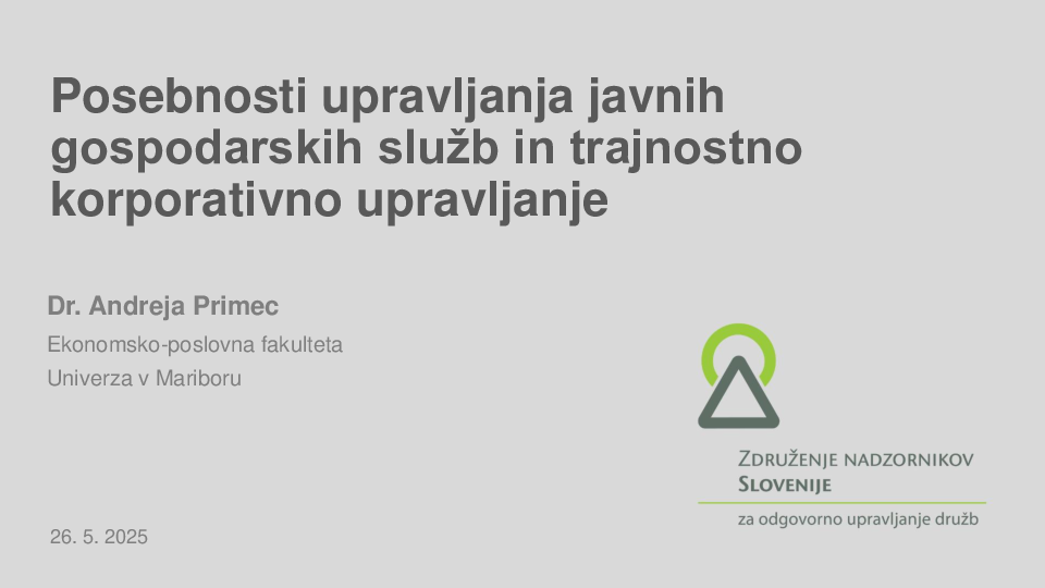 Posebnosti upravljanja javnih gospodarskih služb