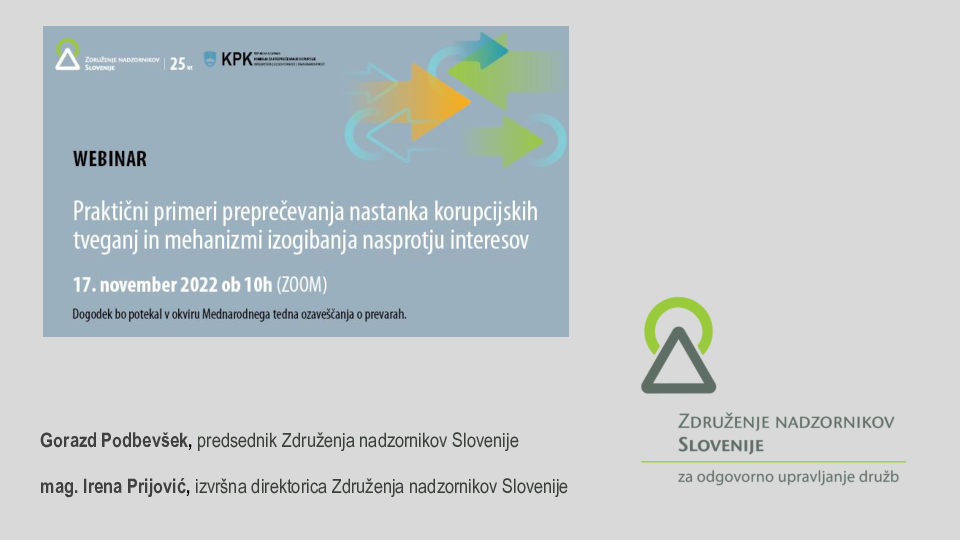 Praktični primeri preprečevanja nastanka korupcijskih tveganj in mehanizmi izogibanja nasprotju interesov - ZNS