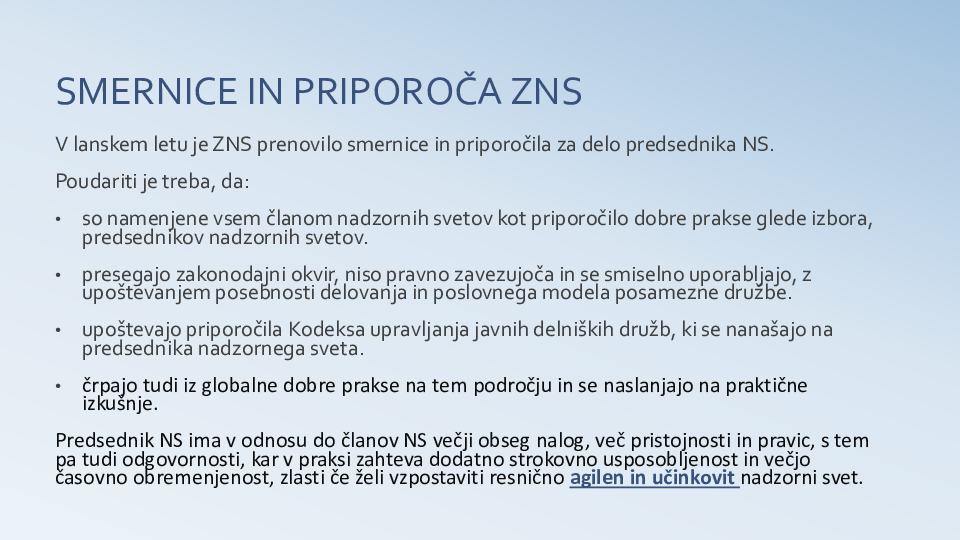 Vloga predsednika nadzornega sveta v sodobnem nadzornem svetu