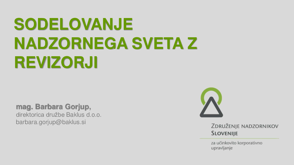 Sodelovanje nadzornega sveta z revizorji  ("Izobraževanje za nadzornike")