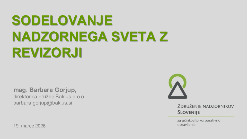 Sodelovanje nadzornega sveta z revizorji  ("Izobraževanje za nadzornike")