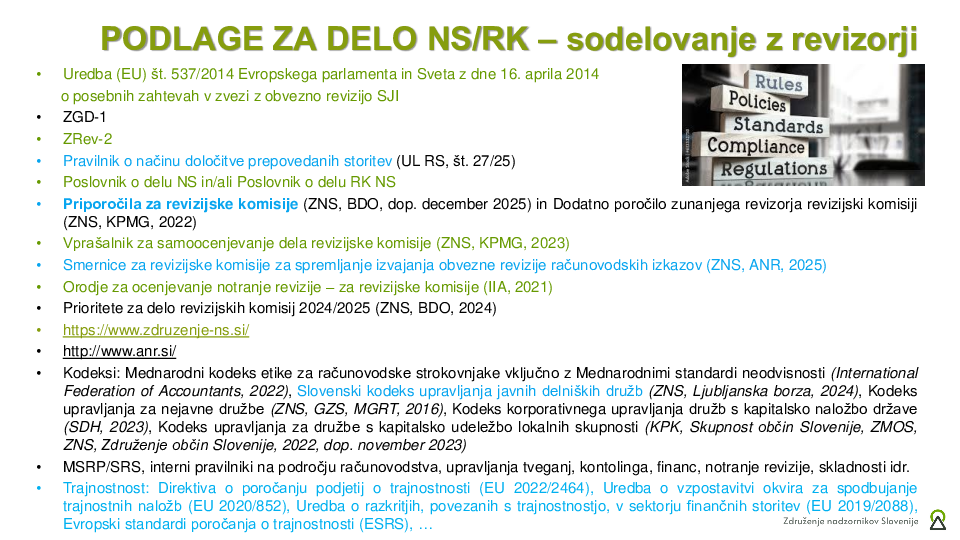 Sodelovanje nadzornega sveta z revizorji  ("Izobraževanje za nadzornike")