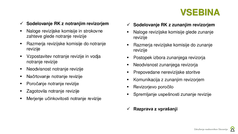 Sodelovanje RK z notranjim in zunanjim revizorjem