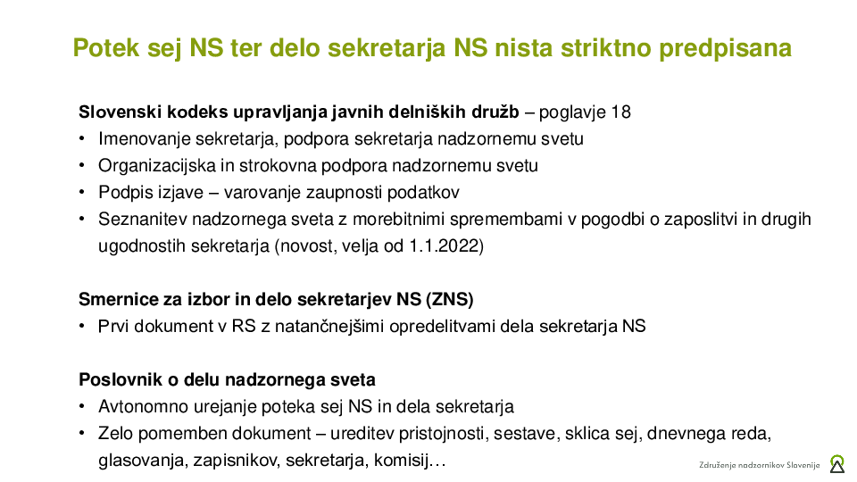 Zaupnost podatkov, pretok informacij, zapisniki, zvočni zapisi, hramba, priprava gradiv in sej NS