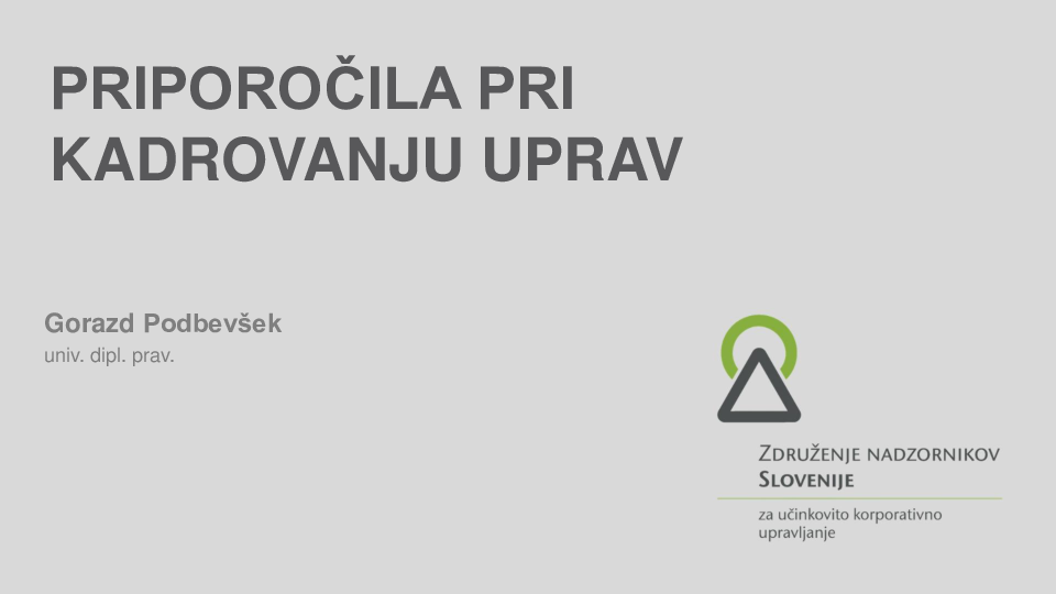 Kadrovanje uprav ("Izobraževanje za nadzornike")