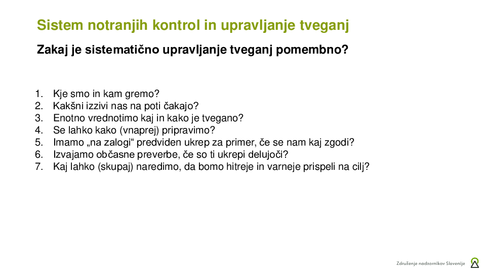 Revizija in sistem notranjih kontrol ter revizijska komisija