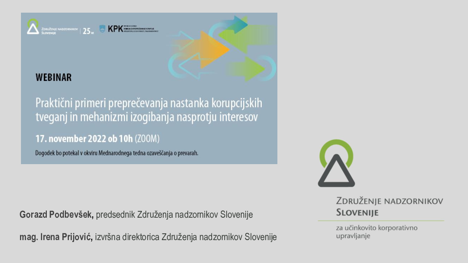 Praktični primeri preprečevanja nastanka korupcijskih tveganj in mehanizmi izogibanja nasprotju interesov - ZNS praksa