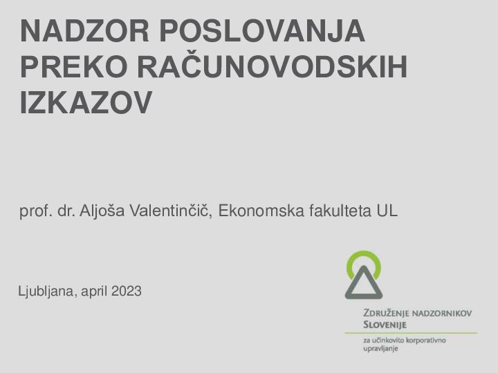 Nadzor poslovanja preko računovodskih izkazov ("Izobraževanje za nadzornike")