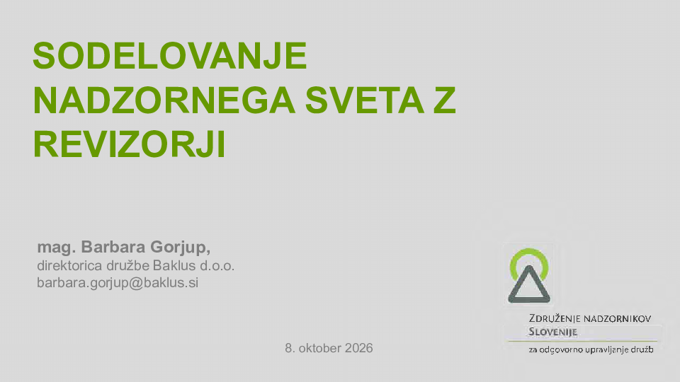 Sodelovanje nadzornega sveta z revizorji  ("Izobraževanje za nadzornike")