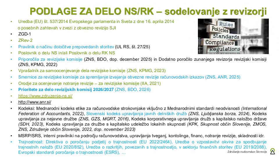 Sodelovanje nadzornega sveta z revizorji  ("Izobraževanje za nadzornike")