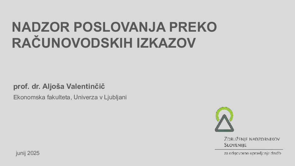 Nadzor poslovanja preko računovodskih izkazov ("Izobraževanje za nadzornike")