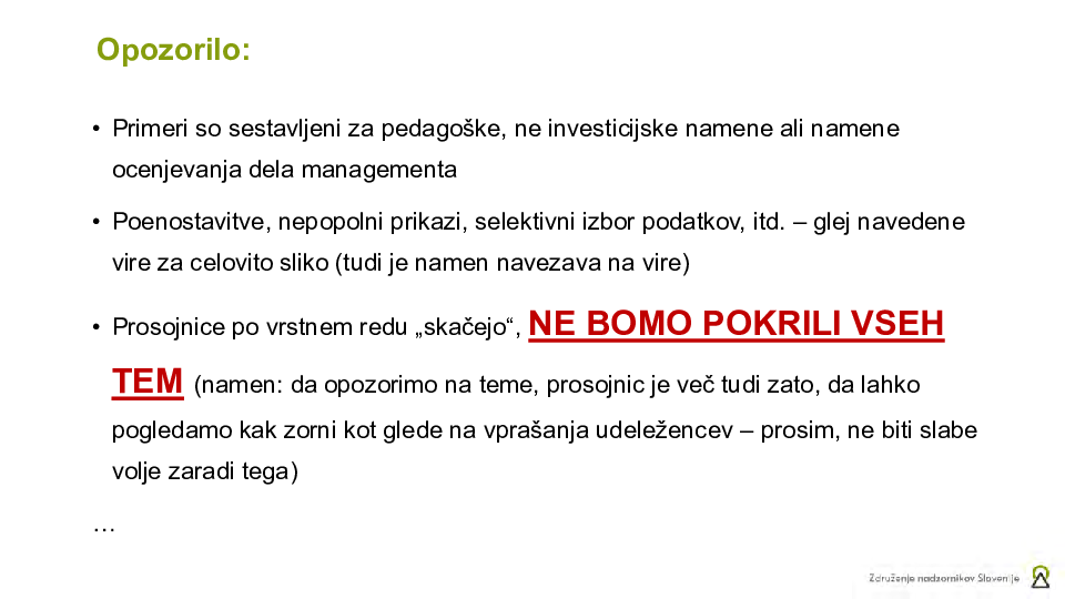 Nadzor poslovanja preko računovodskih izkazov ("Izobraževanje za nadzornike")