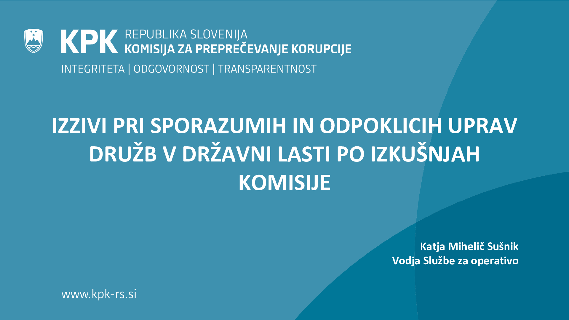 Izzivi pri sporazumih in odpoklicih uprav družb v državni lasti po izkušnjah komisije