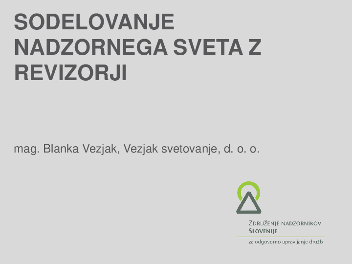 Sodelovanje nadzornega sveta z revizorji  ("Izobraževanje za nadzornike")