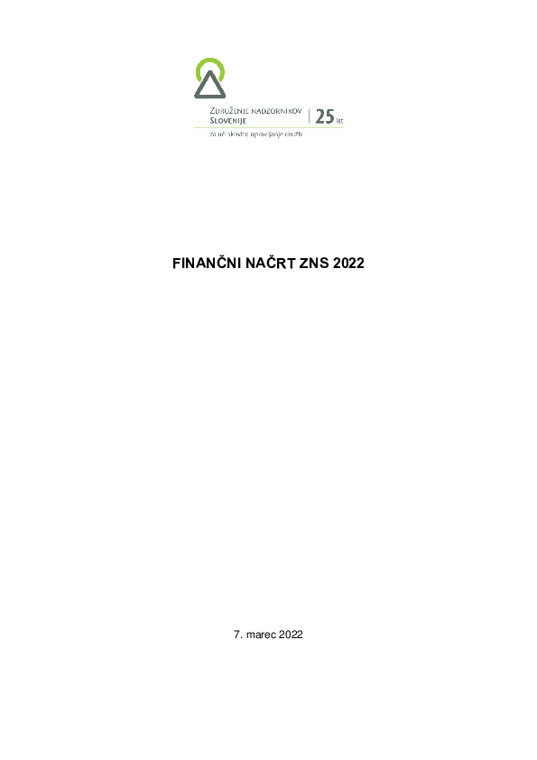 Finančni načrt ZNS za leto 2022.
