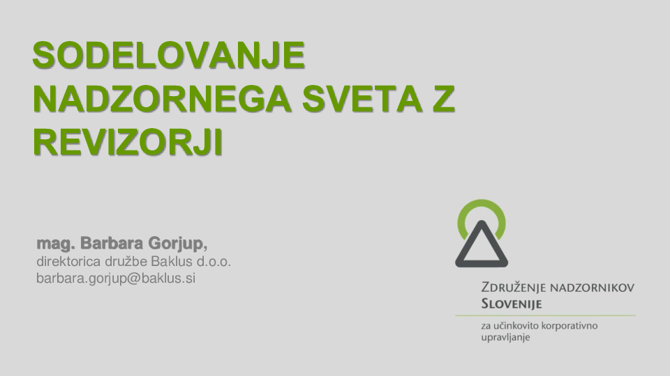 Sodelovanje nadzornega sveta z revizorji  ("Izobraževanje za nadzornike")