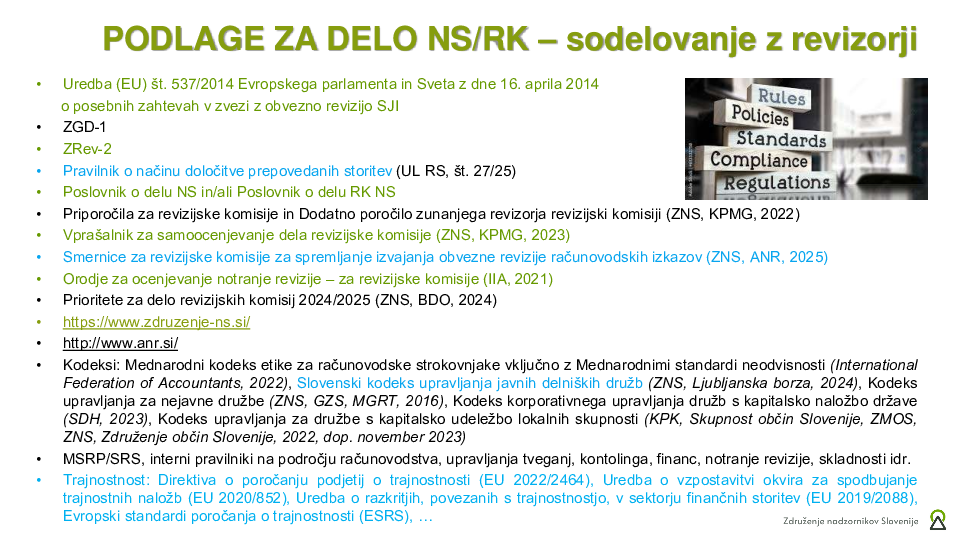 Sodelovanje nadzornega sveta z revizorji  ("Izobraževanje za nadzornike")