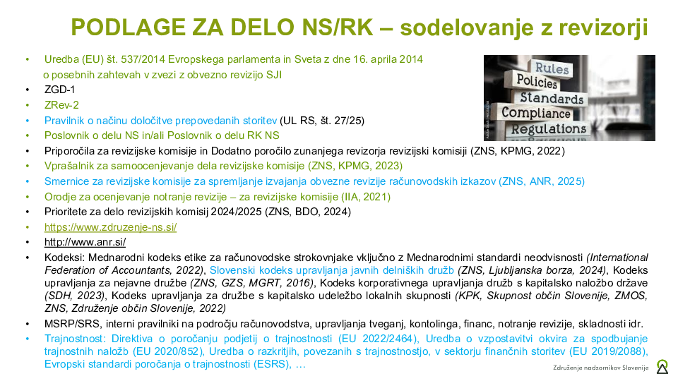 Sodelovanje nadzornega sveta z revizorji  ("Izobraževanje za nadzornike")