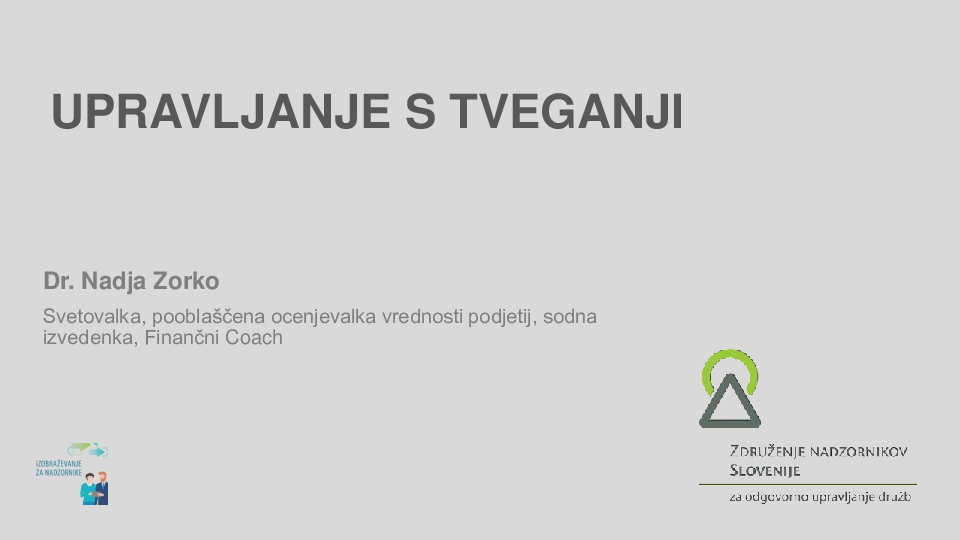 Upravljanje s tveganji  ("Izobraževanje za nadzornike")